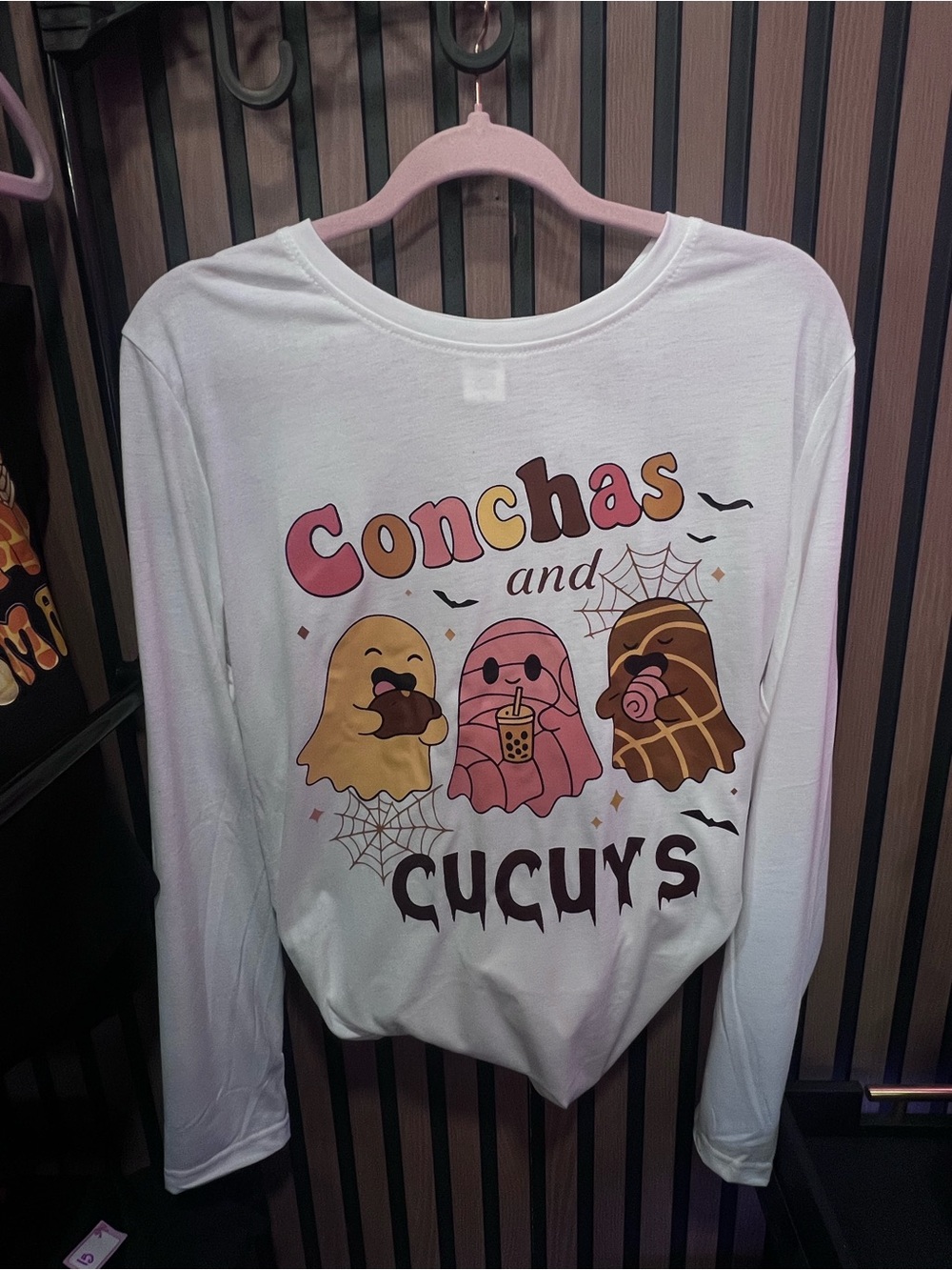 Kids Long-Sleeve Graphic Tee - White Conchas & Cucuy Design